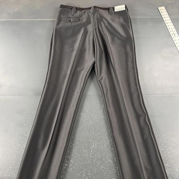 VTG Pagano West Slacks Mens 42 X-Long Black Striped Side Swedish Warp NWT No Hem - Picture 8 of 9